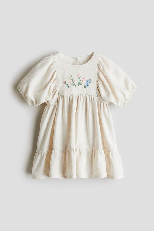 Vestido beige flores niña H&M adorables