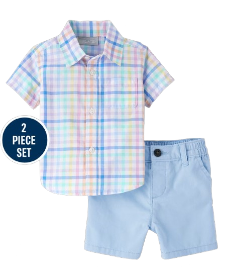 Set conjunto 2 piezas camisa short azul niño Childrens Place 3052436