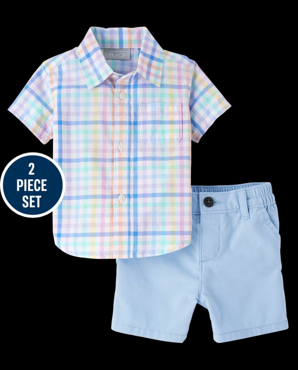 Set conjunto 2 piezas camisa short azul bebe niño Childrens Place 3052436