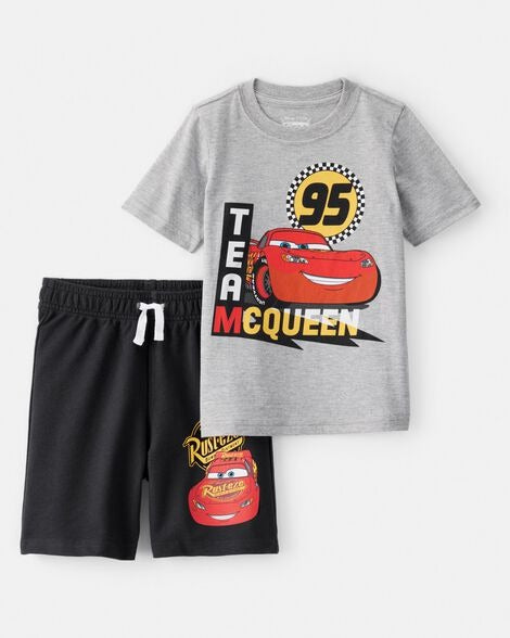 Set conjunto 2 piezas rayo McQueen camisa gris short negro cars IM0496CR5T Carters