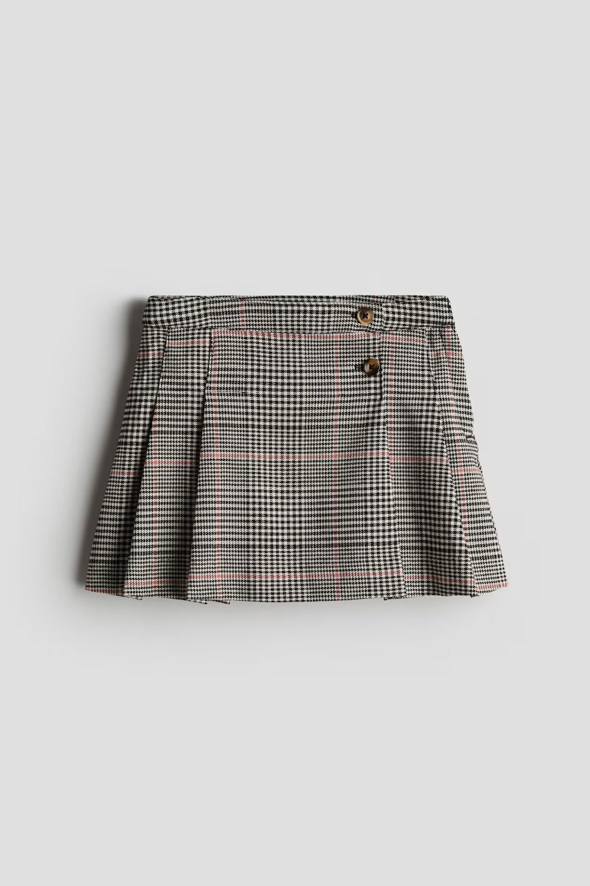 Falda  paletones cuadros plizada negra niña H&M 1232182