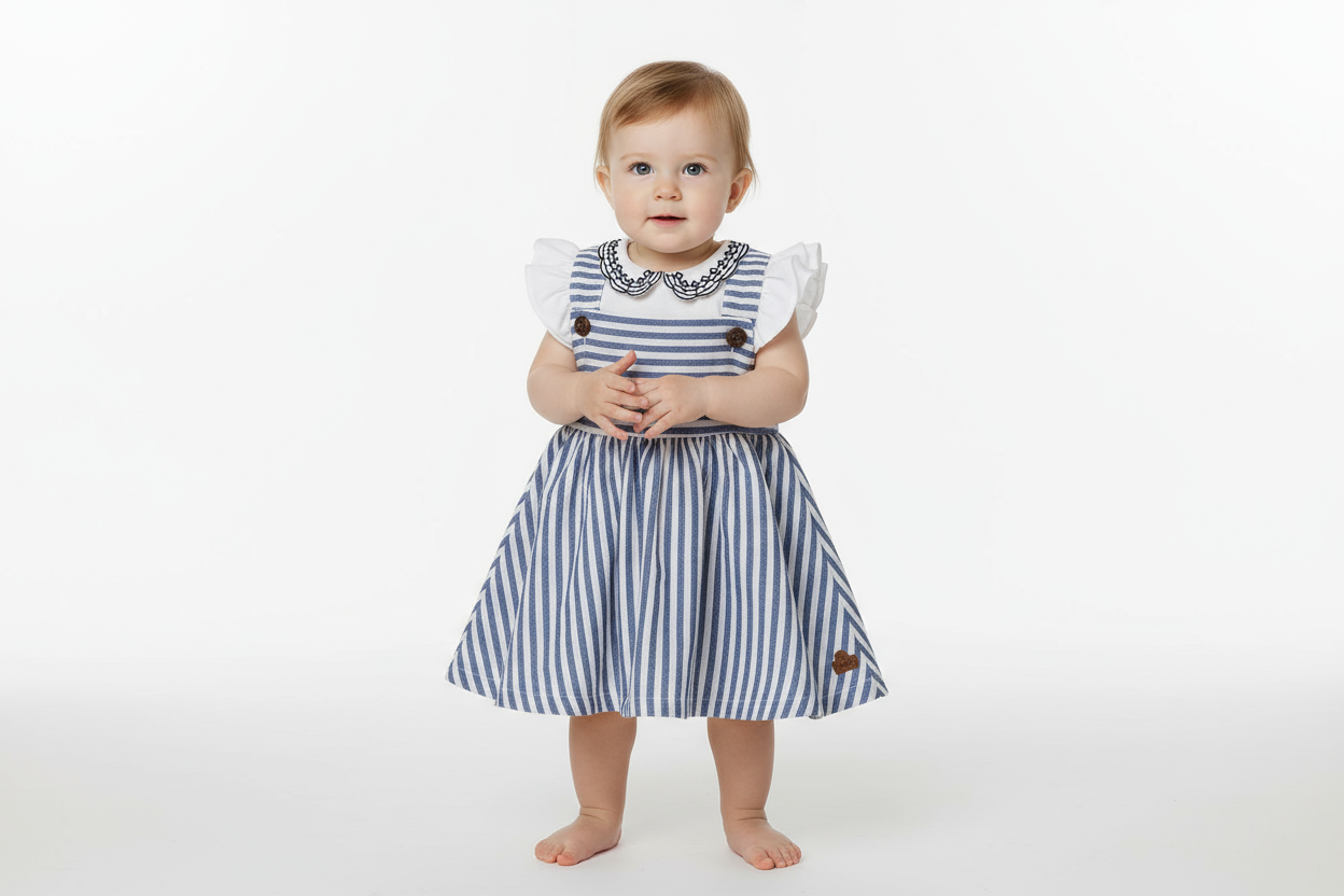 Vestido azul oscuro bebe niña polo HPC82233