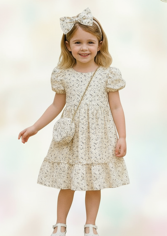 Vestido peach beige flores gala eventos niña 86627