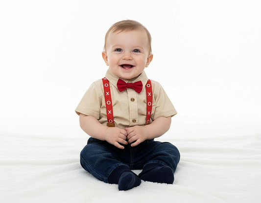 Set Conjunto formal pantalon tirantes camisa beige niño 81207