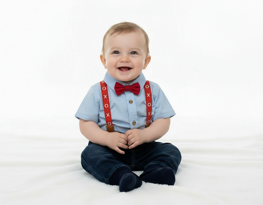 Set Conjunto formal pantalon tirantes camisa azul cielo niño 81207