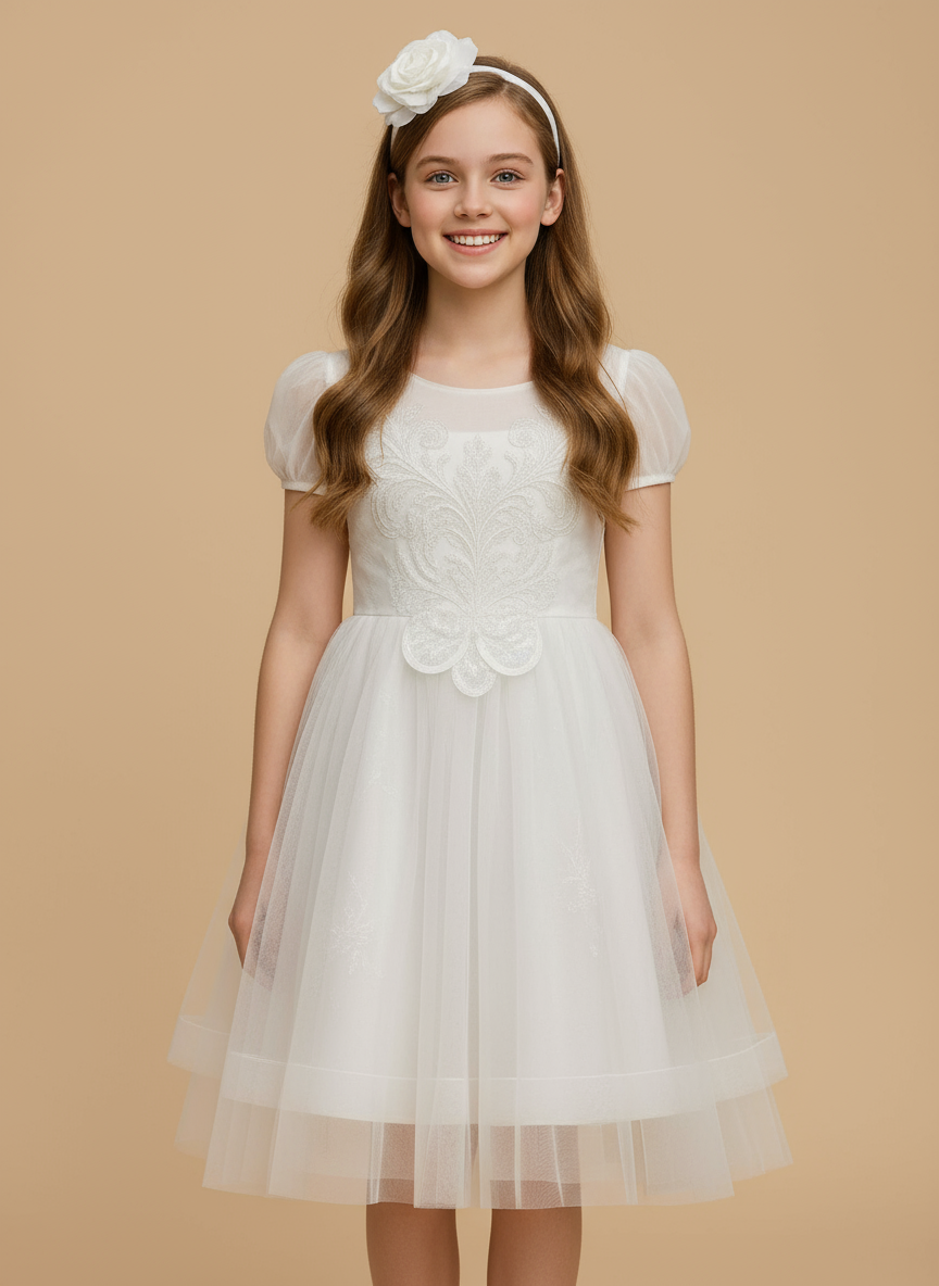 Vestido blanco lentejuelas tornasol gala eventos niña 86649