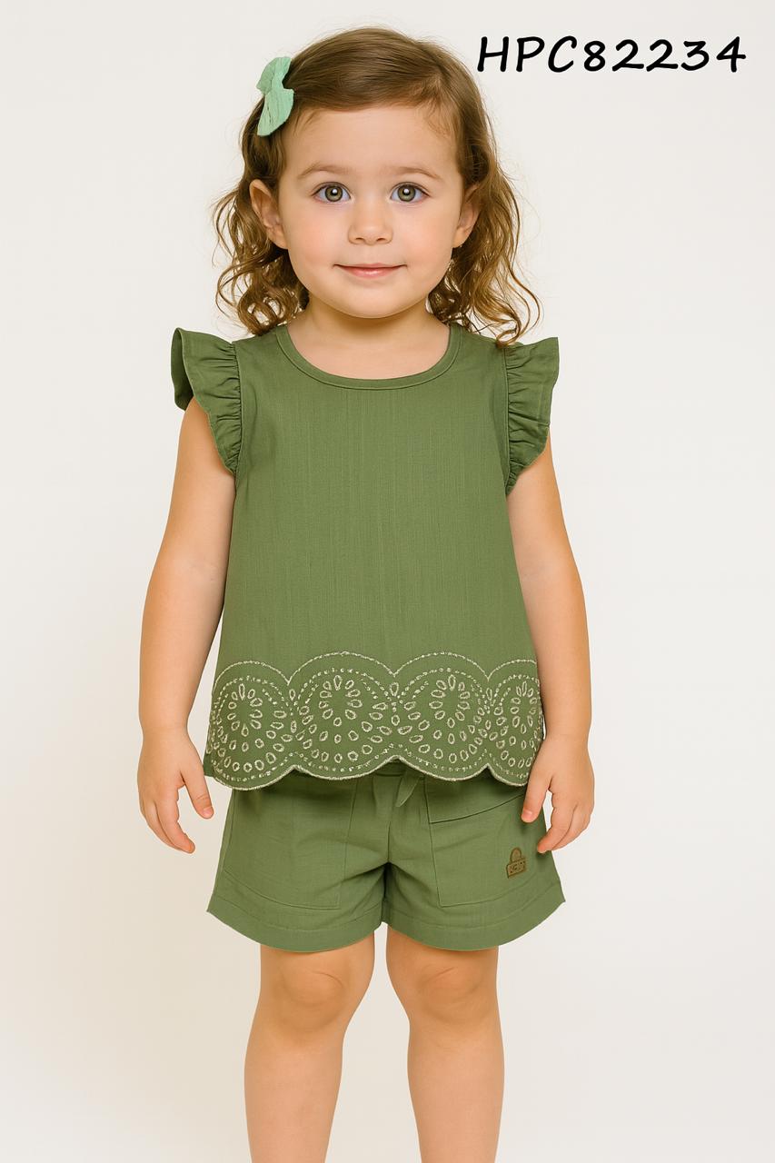 Set conjunto short camisa niña verde HPC82234
