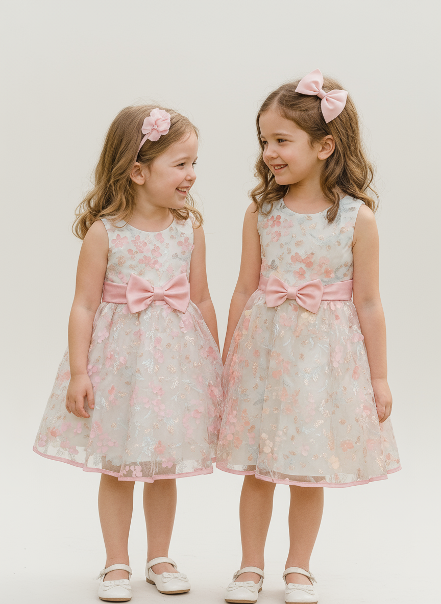 Vestido gala eventos salmón bebe niña 86618