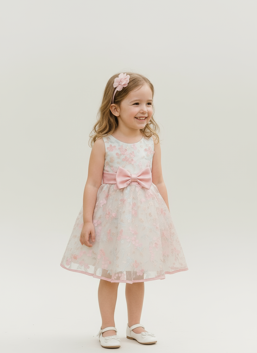 Vestido gala eventos salmón bebe niña 86618