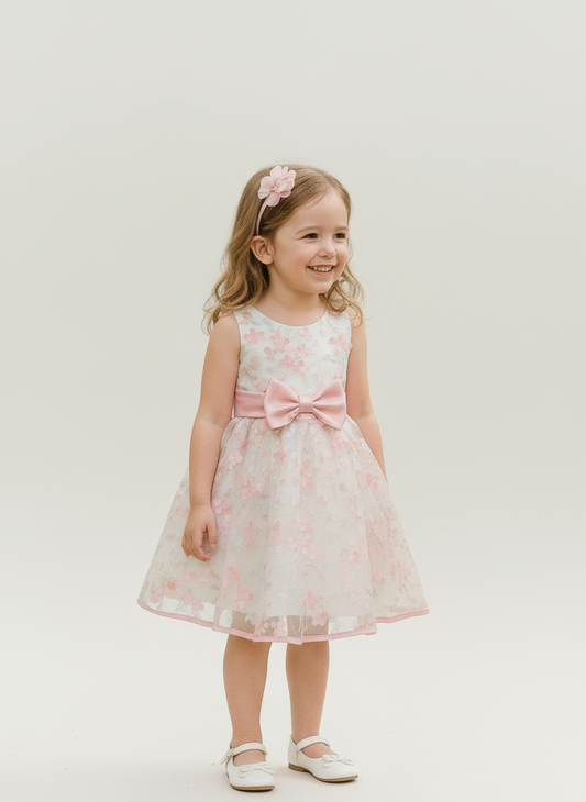 Vestido gala eventos salmón bebe niña 86618