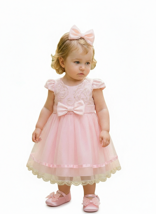 Vestido rosado chongo bebe niña gala eventos 86605