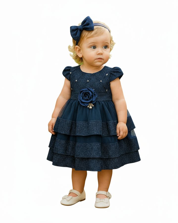 Vestido azul oscuro bebe niña gala eventos 86601