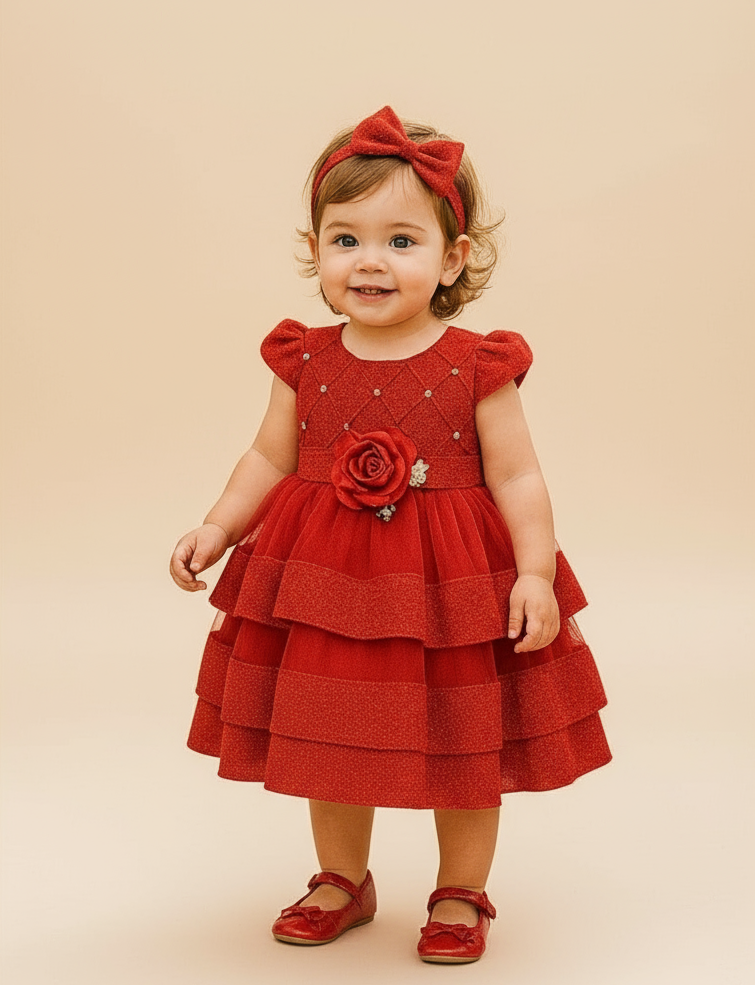 Vestido rojo bebe niña gala eventos 86601