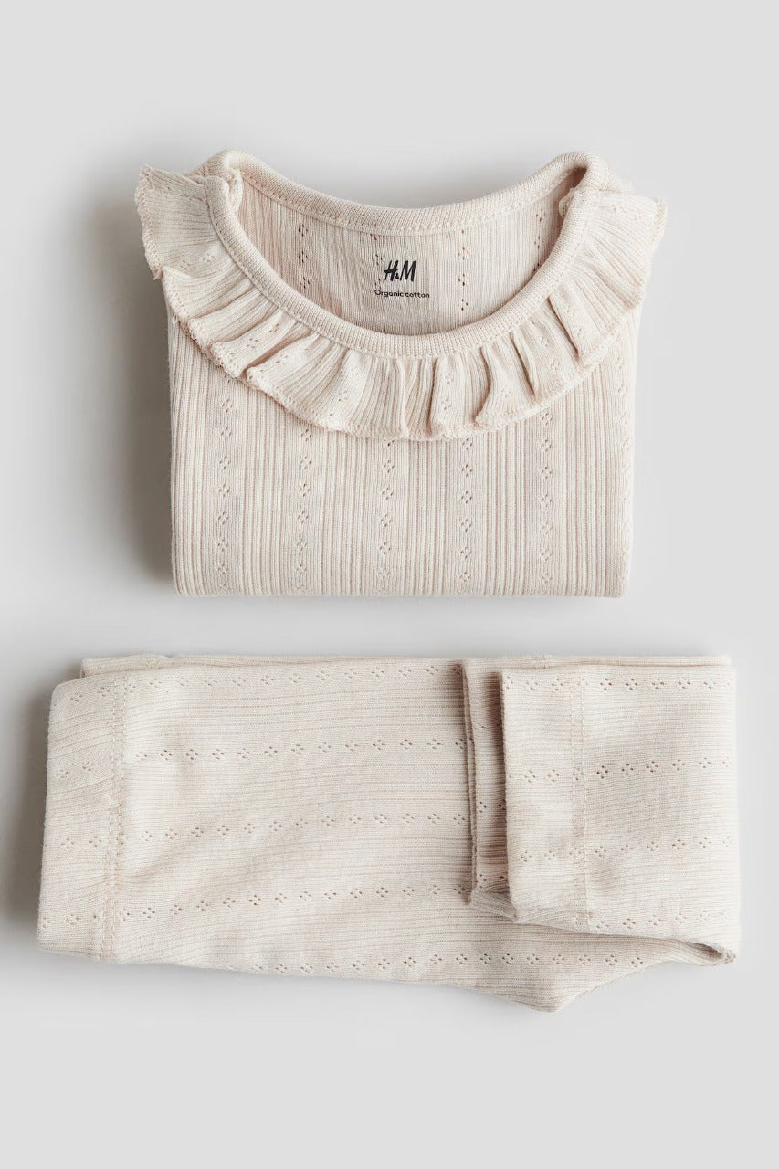 Set 2 piezas mameluco pantalon café bebe niña H&M 1281195