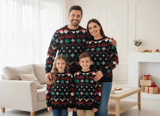 Sueter sweater navidad navideño negro niña dama mujer caballero hombre