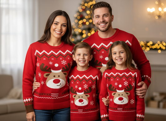 Sueter sweater navidad navideño rojo reno niño niña dama mujer hombre caballero