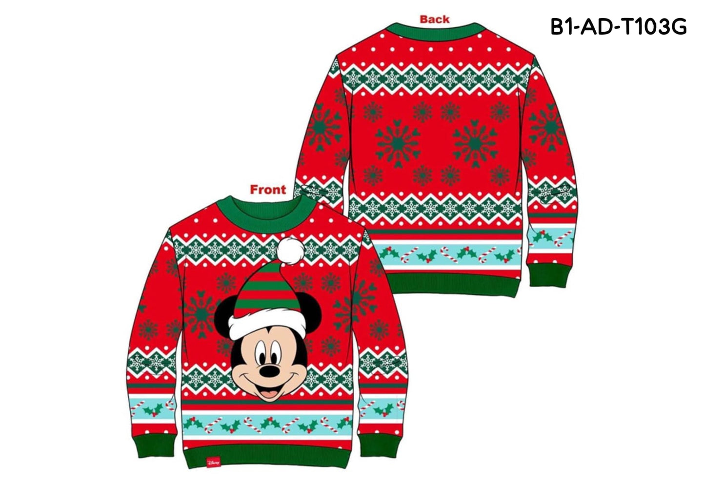 Sueter sweater rojo verde mickey niño navidad navideño B1-AD-T103G
