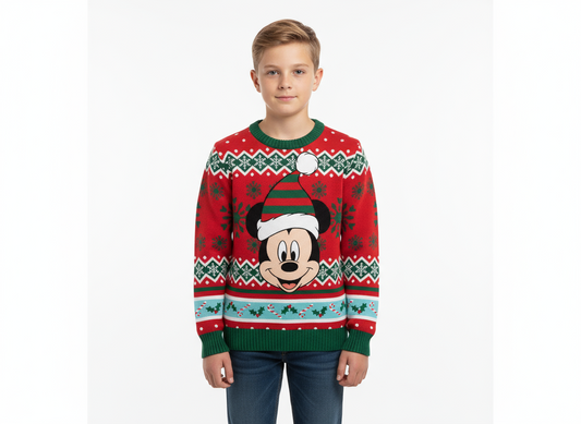 Sueter sweater rojo verde mickey niño navidad navideño B1-AD-T103G