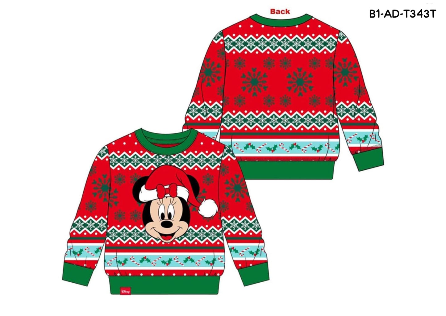 Sueter sweater rojo verde navidad navideño Minnie niña B1-AD-T343T