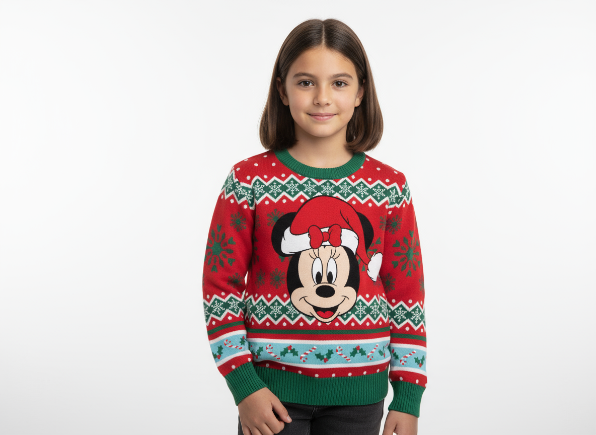 Sueter sweater rojo verde navidad navideño Minnie niña B1-AD-T343T