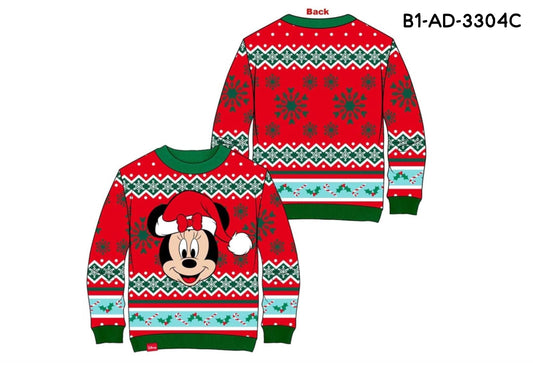 Sueter navideño Minnie mujer dama B1-AD-3304C verde rojo