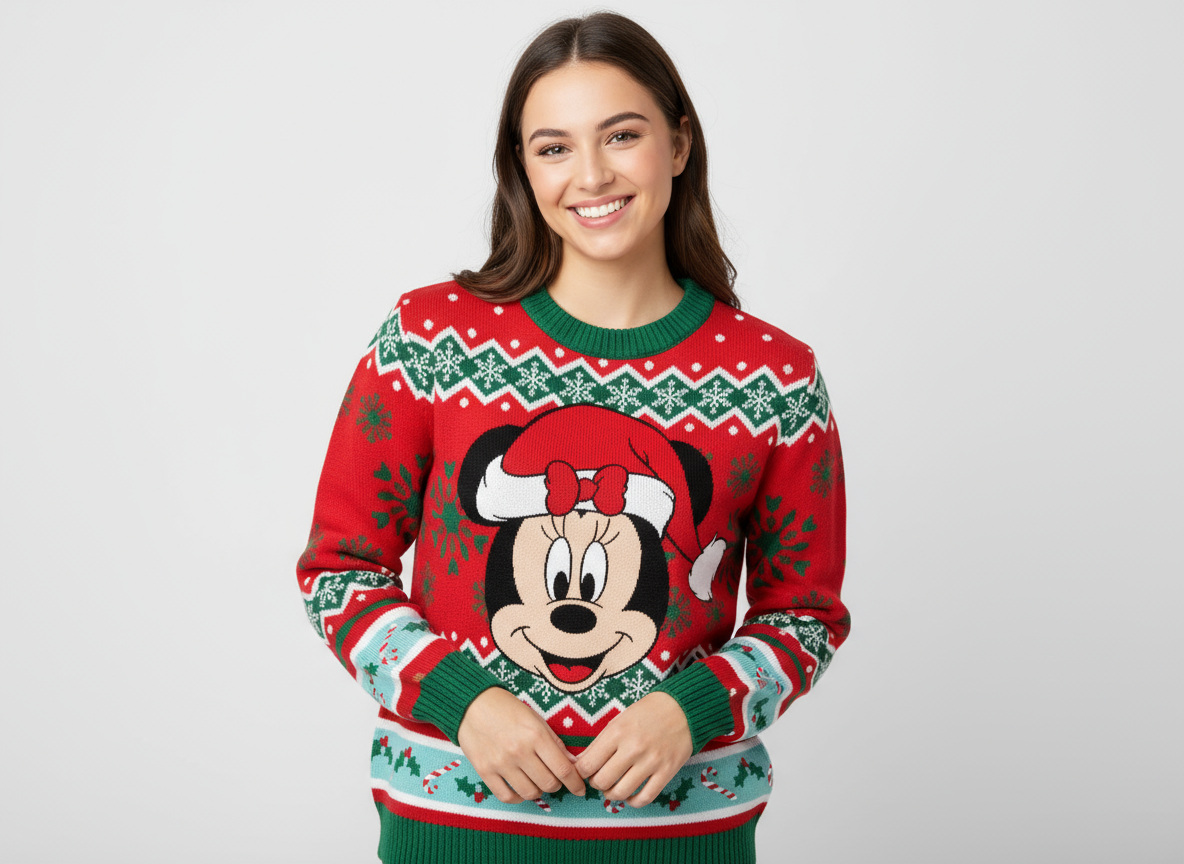 Sueter sweater verde rojo navidad navideño Minnie mujer dama B1-AD-3304C