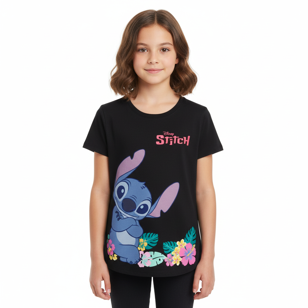 Camisa stitch negra niña juvenil B1-STI-T030T 490390
