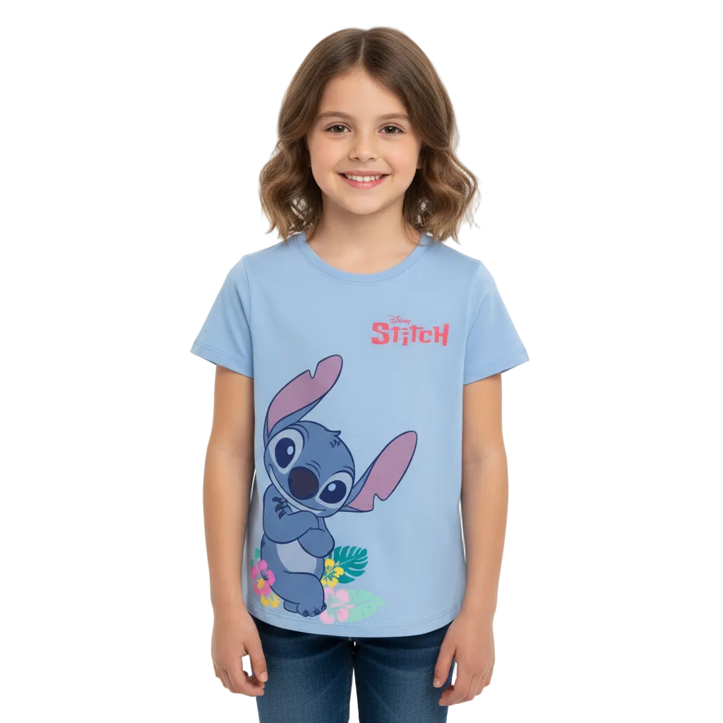 Camisa stitch azul cielo niña juvenil B1-STI-T030T 490390