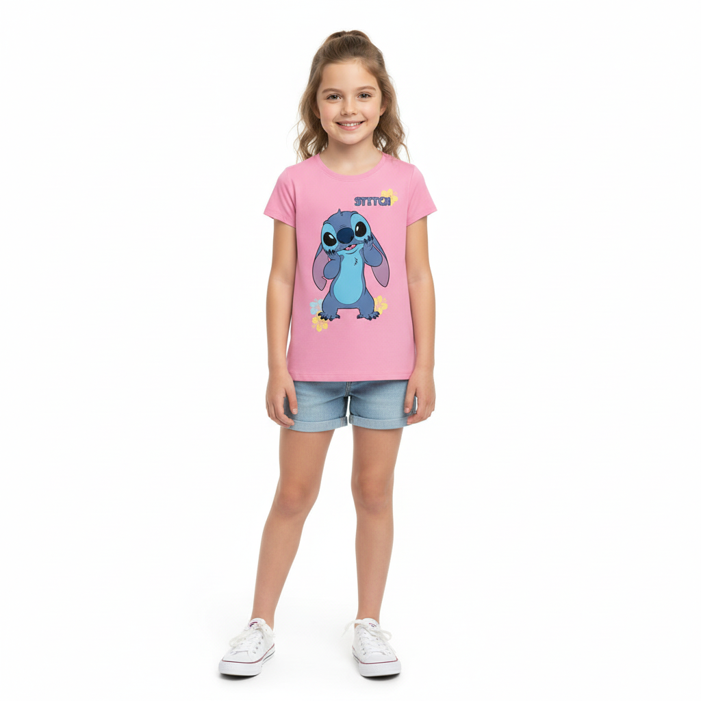 Camisa stitch rosada niña juvenil B1-STI-T045T 490390 promo 3x1000