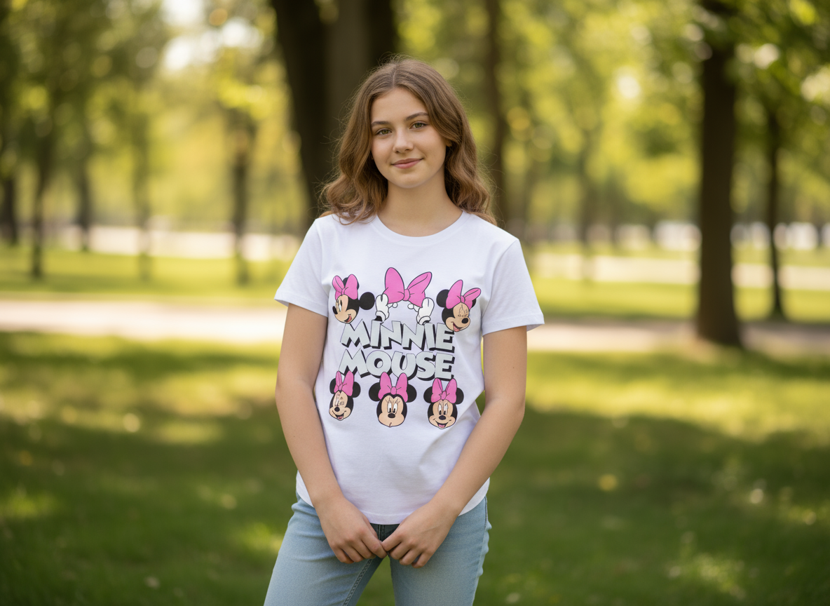 Camisa minnie mouse blanca niña juvenil B1-AD-T366T promo 3x1000