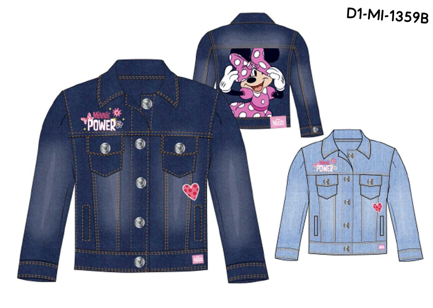 Sueter chamarra jeans azul oscuro Minnie niña D1-MI-1359B promo 2x1000