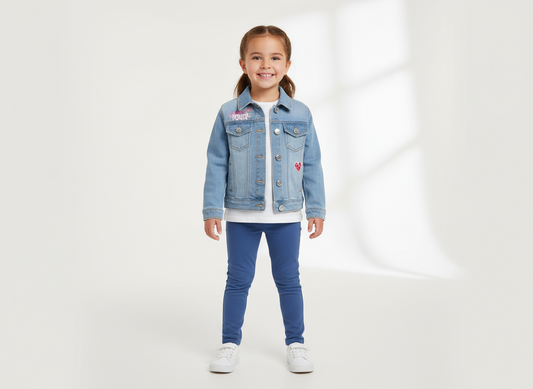 Sueter chamarra jeans azul claro Minnie niña D1-MI-1359B