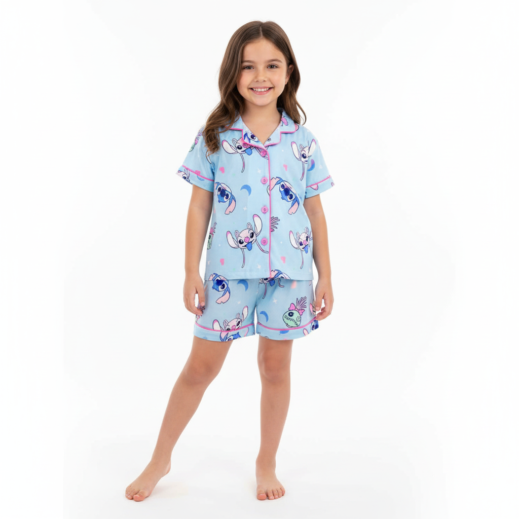 Pijama stitch azul cielo niña D3-STI-105D promo 2x1000