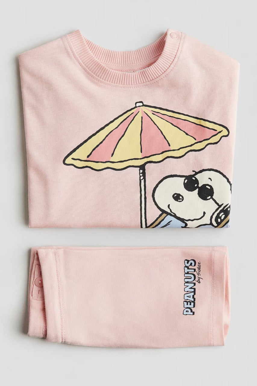 Set conjunto 2 piezas rosado snoopy bebe niña H&M 1265913