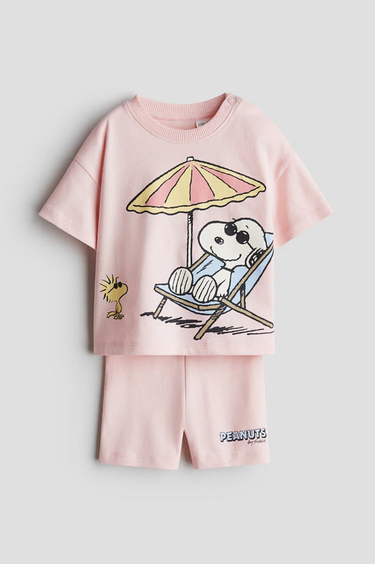 Set conjunto 2 piezas rosado snoopy bebe niña H&M 1265913