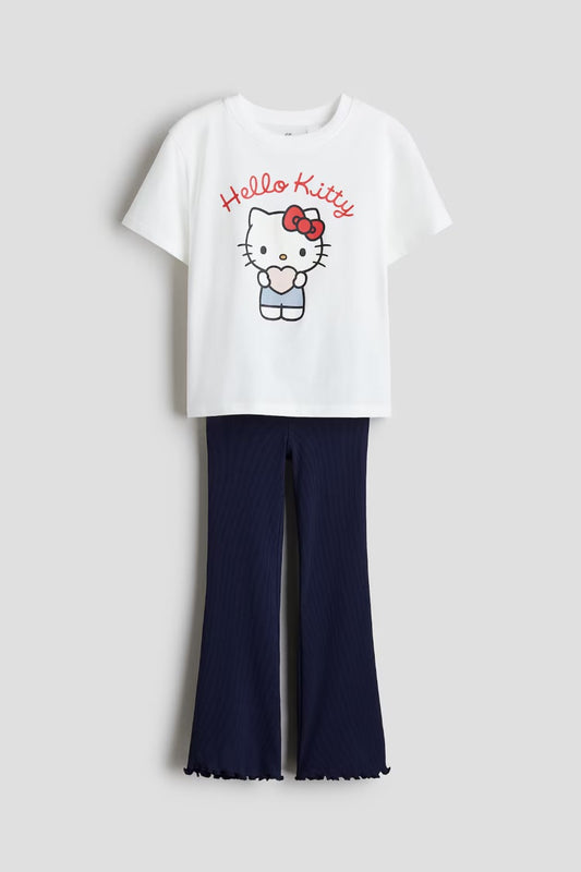 Set conjunto 2 piezas camisa blanca pantalon azul niña Hello Kitty H&M 1300354
