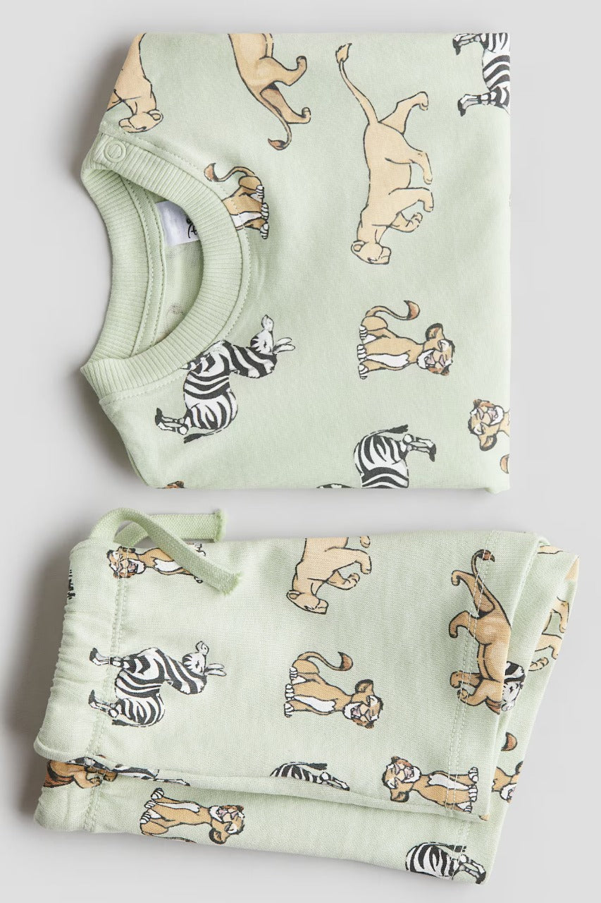 Set conjunto 2 piezas camisa verde short verde animales bebe niño H&M 1265904