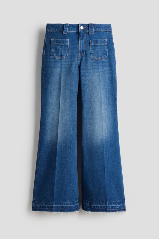 Pantalon wide leg azul jeans niña H&M 1275609002