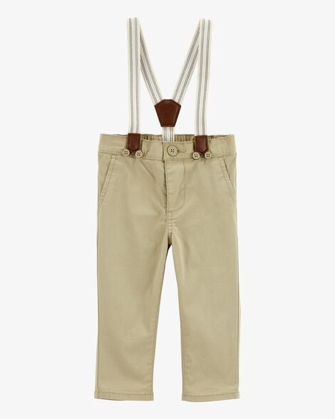 Pantalon beige tirantes formal bebe niño Oshkosh 1Q433210