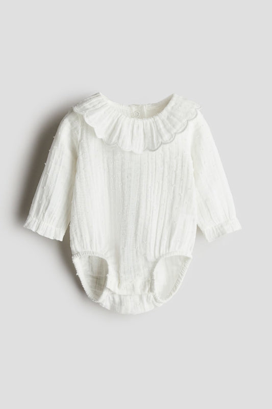 Vestido mameluco blanco bebe niña H&M 1266253001