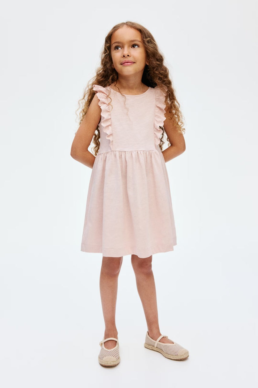 Vestido rosado revuelos niña H&M 1295503002