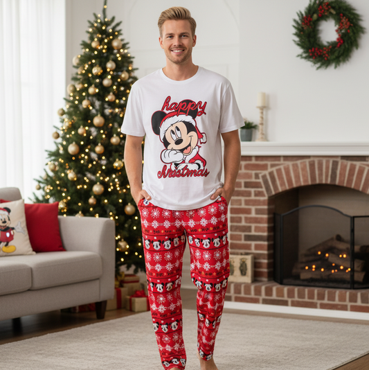 Pijama hombre caballero blanca roja navidad navideño Mickey B3-AD-113G 690490