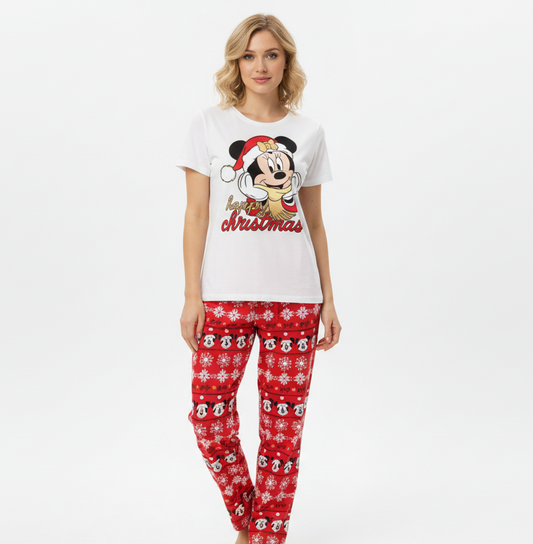 Pijama blanca roja dama mujer navidad navideña B3-AD-1014C 690490