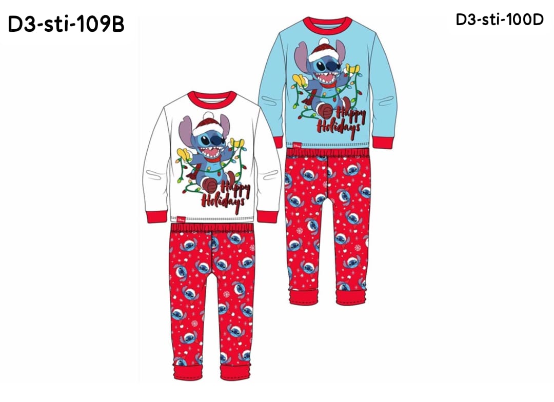 Pijama bebe niña blanca roja navidad navideño Stitch D3-STI-109B 590490