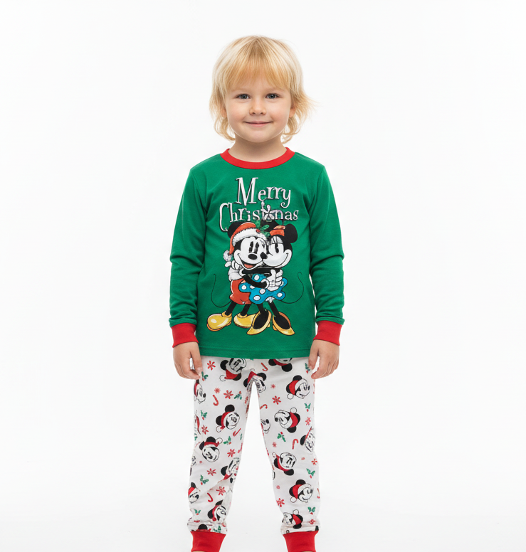 Pijama bebe niño niña Mickey Minnie verde navidad navideño D3-MI-677B 590490