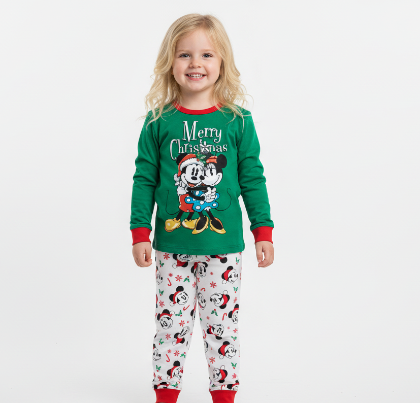 Pijama bebe niño niña Mickey Minnie verde navidad navideño D3-MI-677B 590490