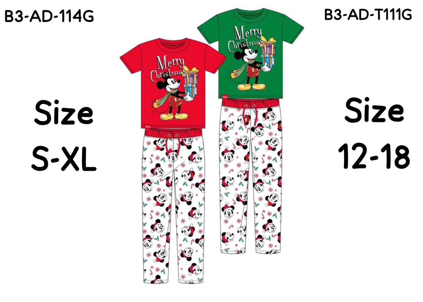 Pijama verde caballero hombre navidad navideño Mickey B3-AD-114G 690490