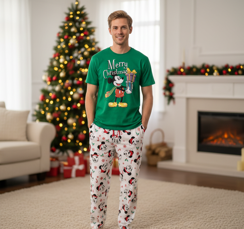 Pijama verde caballero hombre navidad navideño Mickey B3-AD-114G 690490