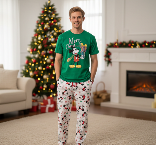 Pijama verde caballero hombre navidad navideño Mickey B3-AD-114G 690490