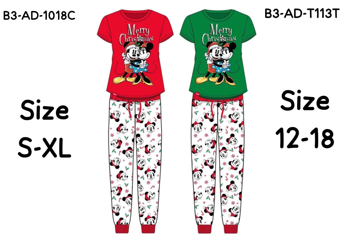 Pijama roja dama mujer navidad navideño Mickey Minnie B3-AD-1018C 690490